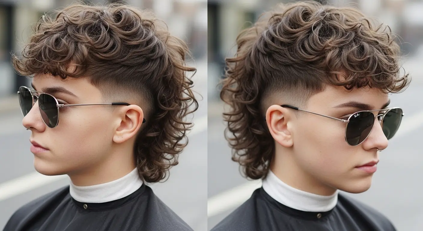 Curly Hair Modern Mullet style