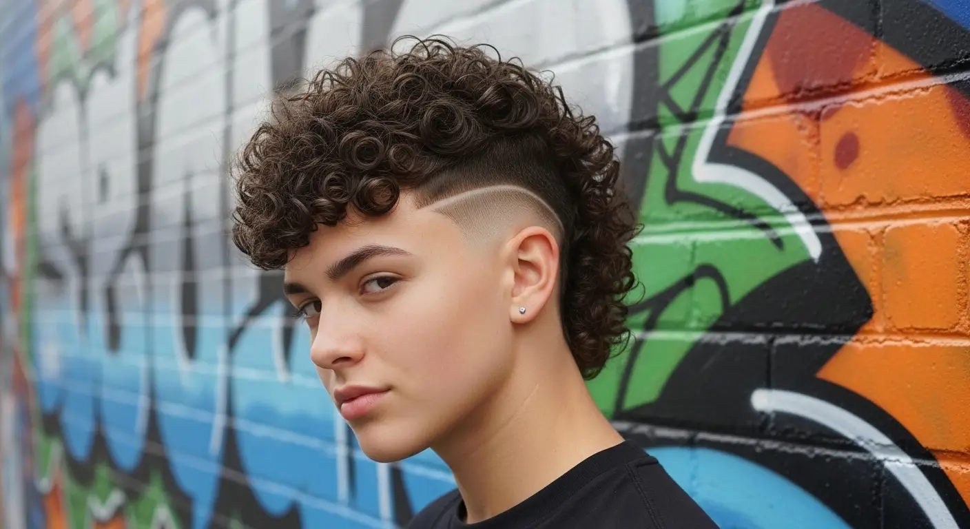 Curly Hair Mullet Fade