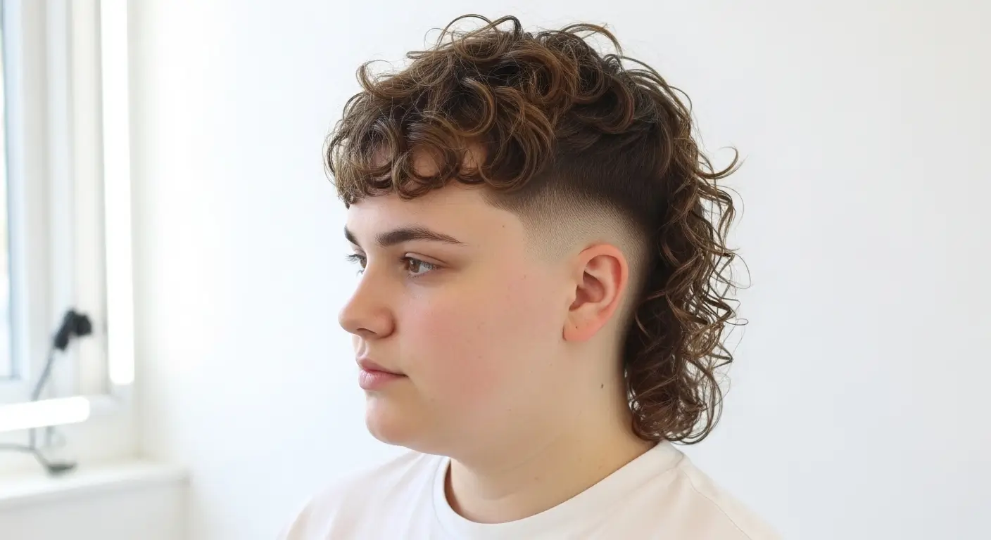 Modern Mullet Fade Curly Hair