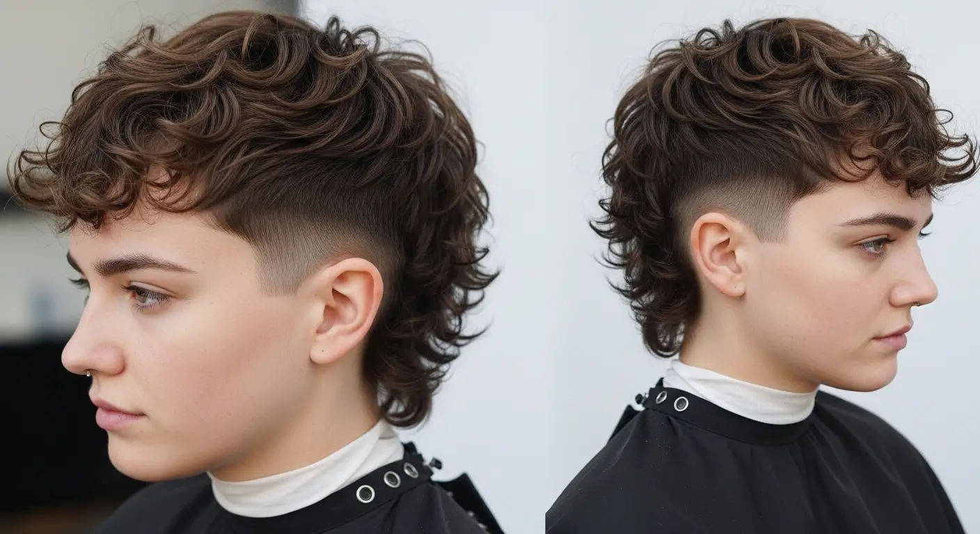 Short Curly Hair Modern Mullet