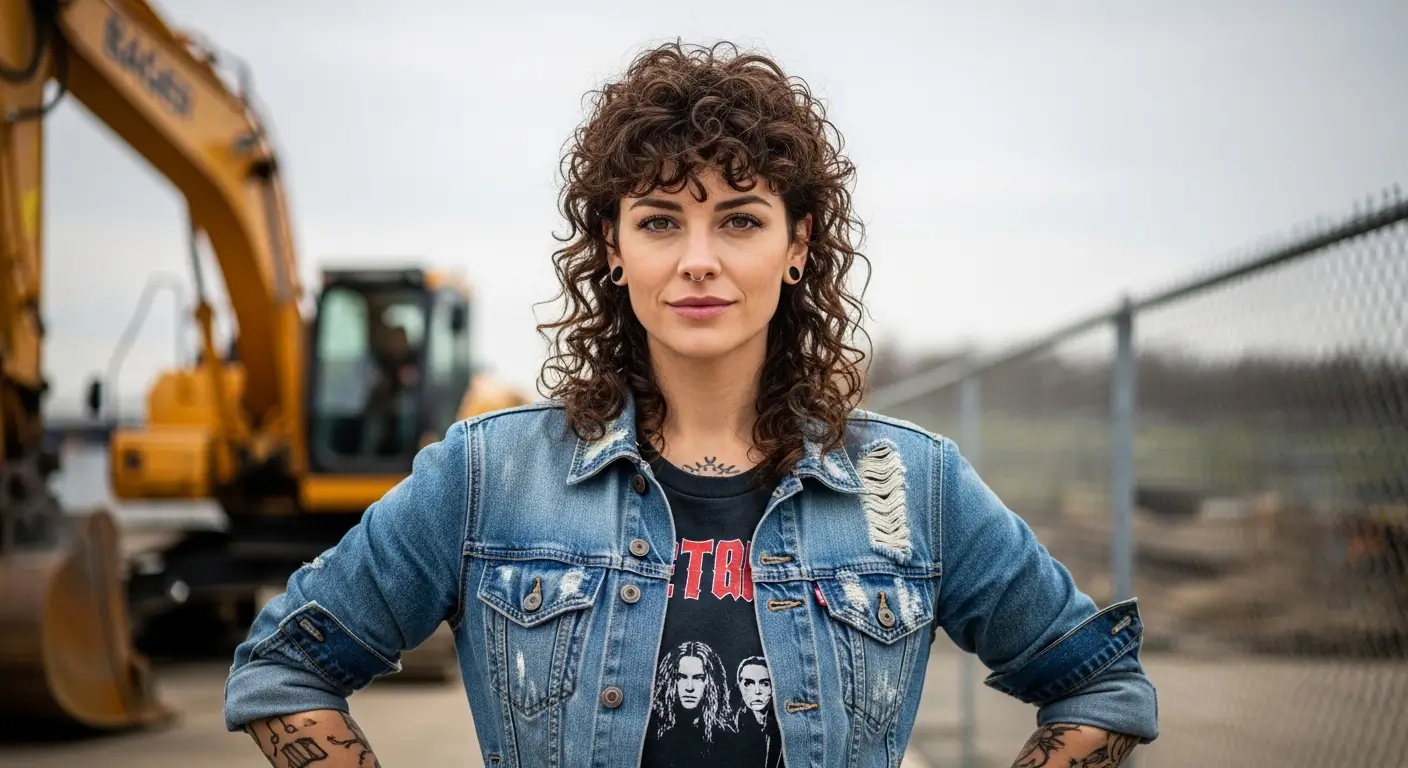 Curly Hair Mullet Woman