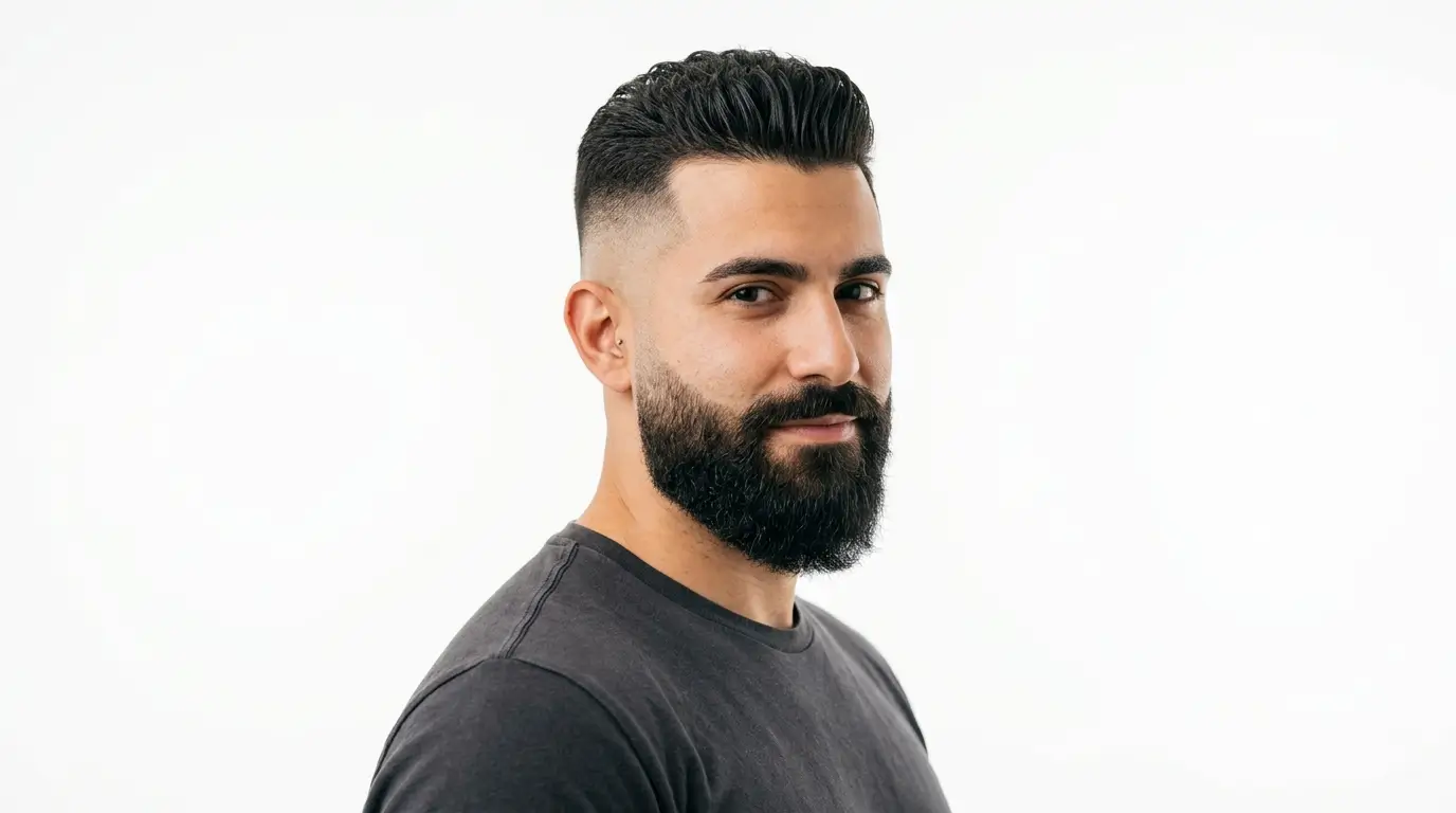 High Fade With Full Beard