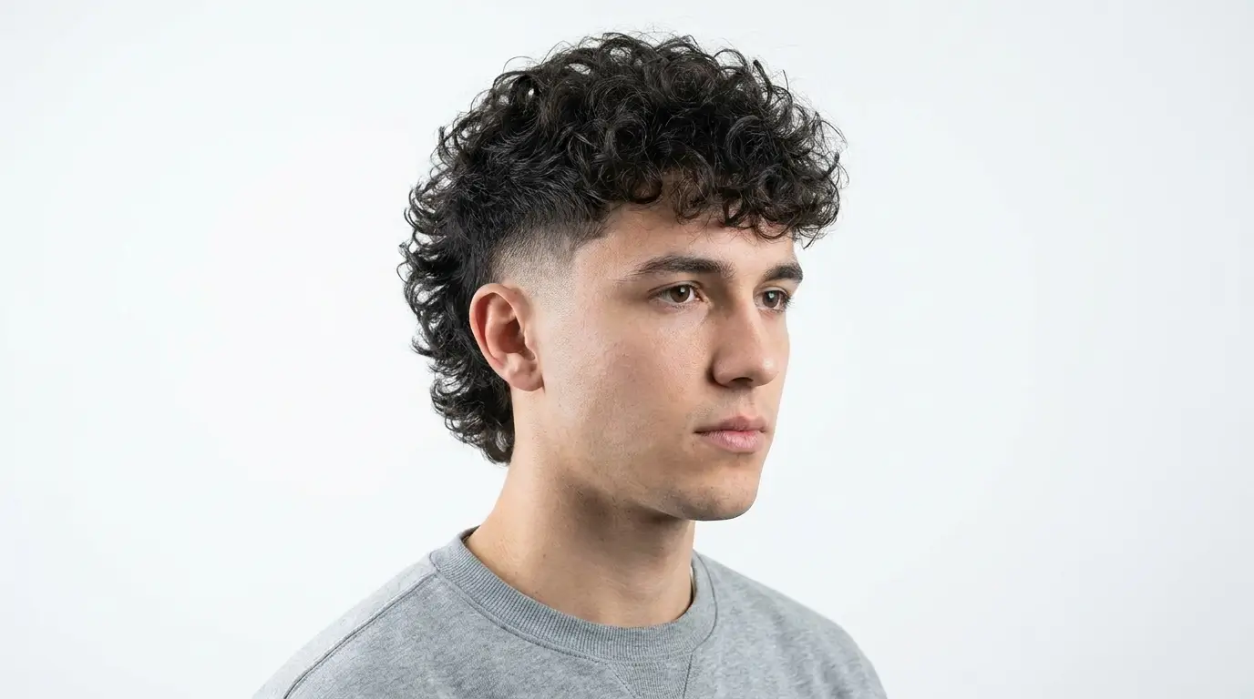 Low Fade Modern Mullet Curly Hair