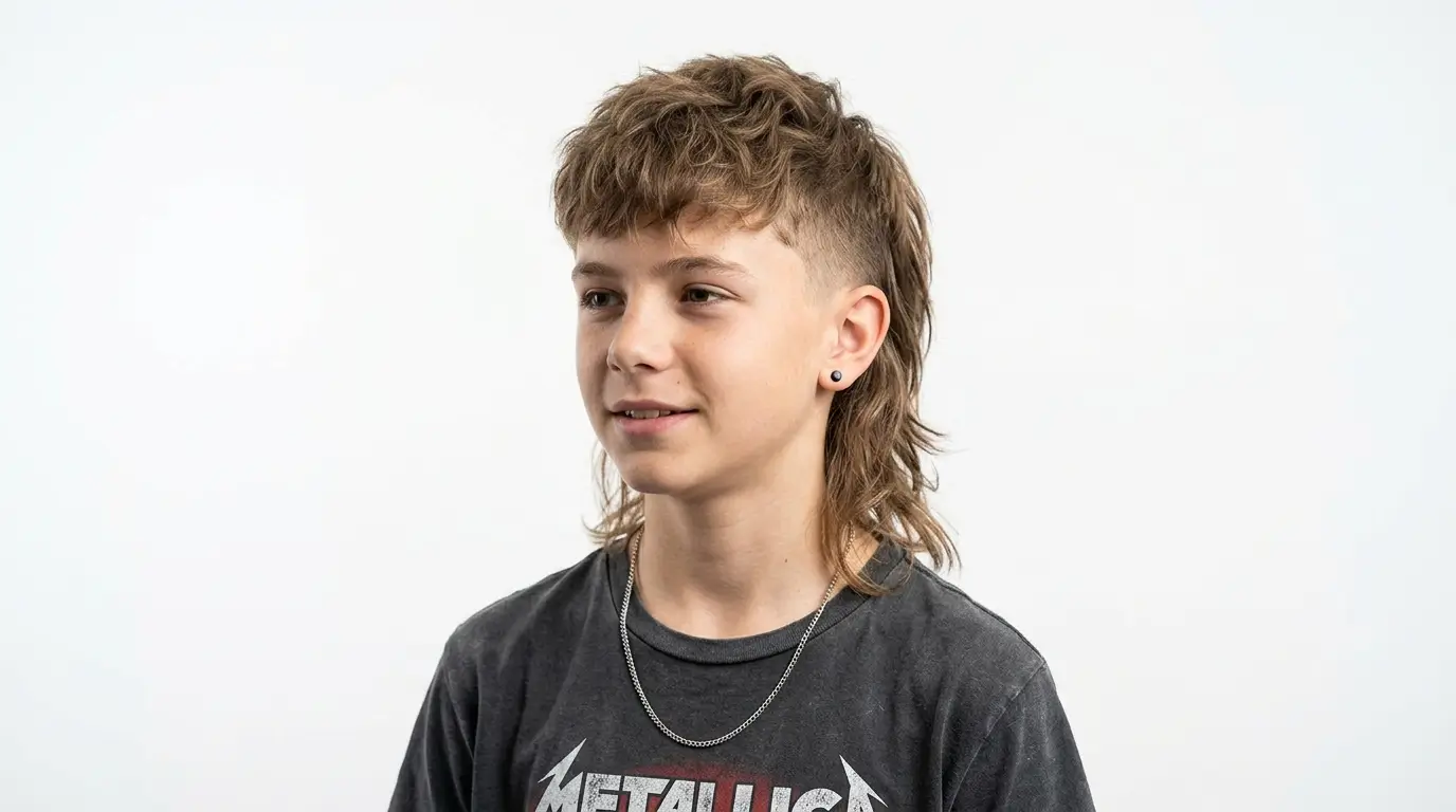 Mullet Cut Hairstyle Boy Look