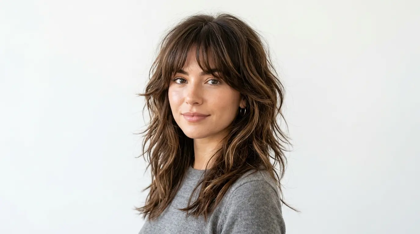 Shaggy Layers and Face-Framing Bangs