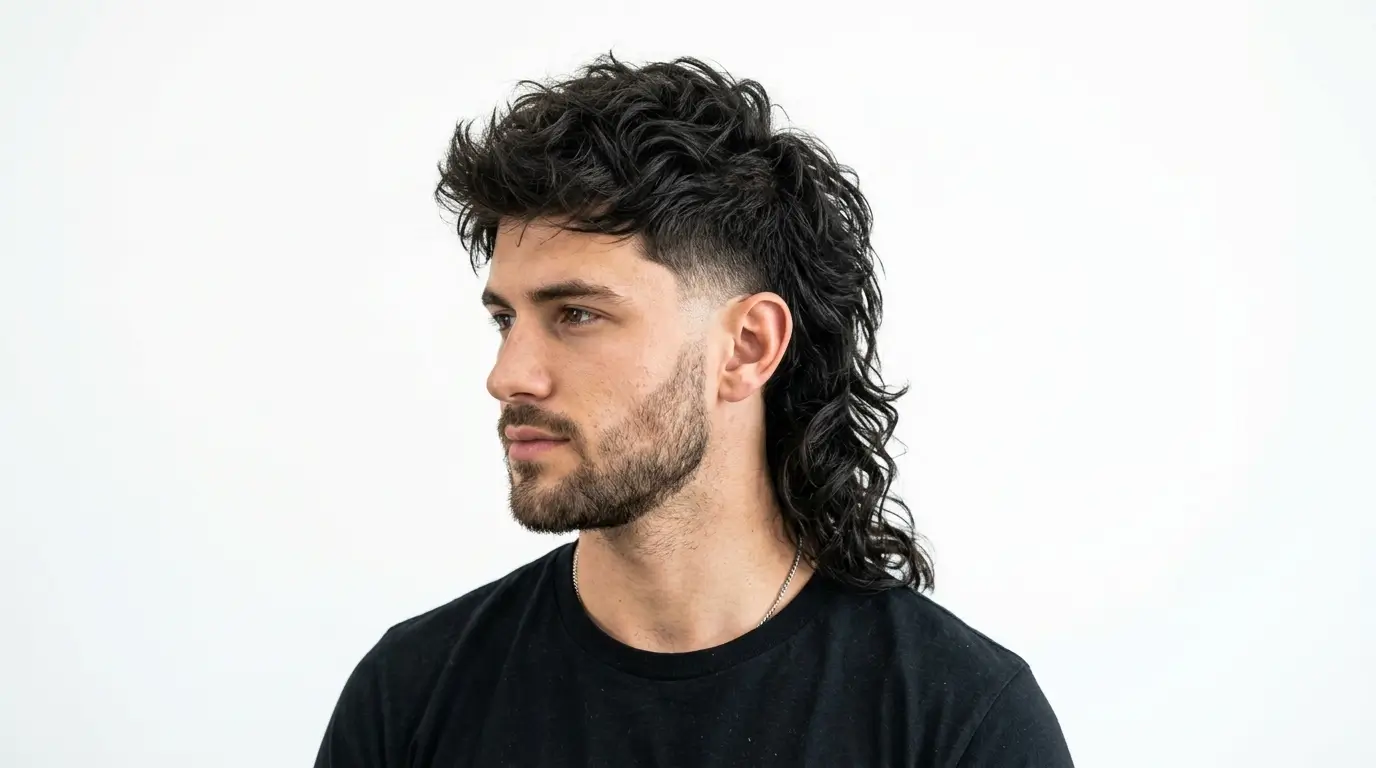 The Textured Burst Fade Long Mullet