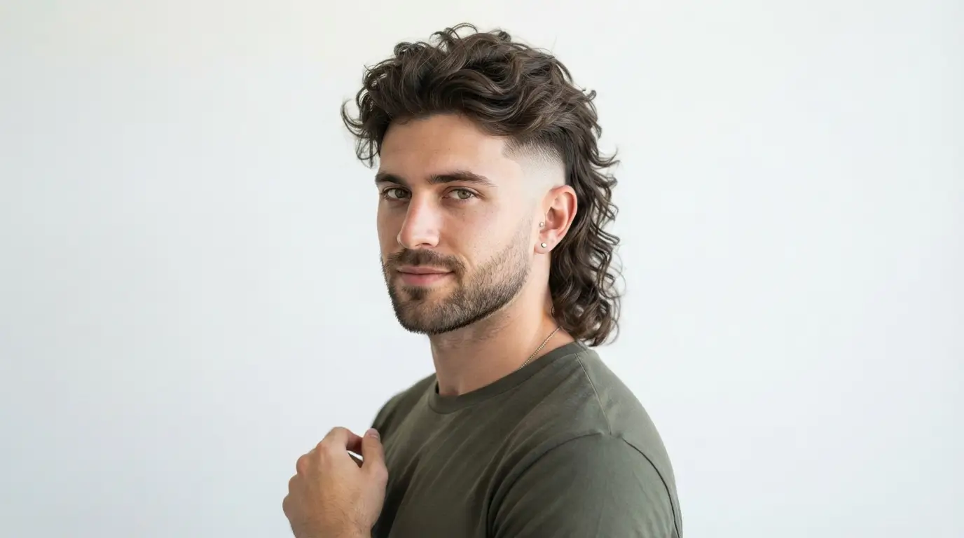 Skin Fade Wavy Mullet